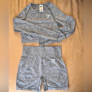 Gymshark Cropped Long Sleeve and Biker Short Set